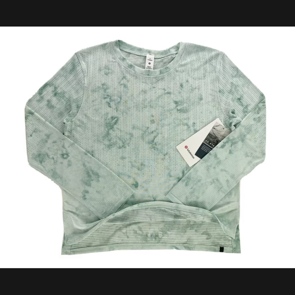 NWT lululemon Train to be Long sleeve tie dye green/white Top- RSWR/LW3EIPD - Picture 5 of 12